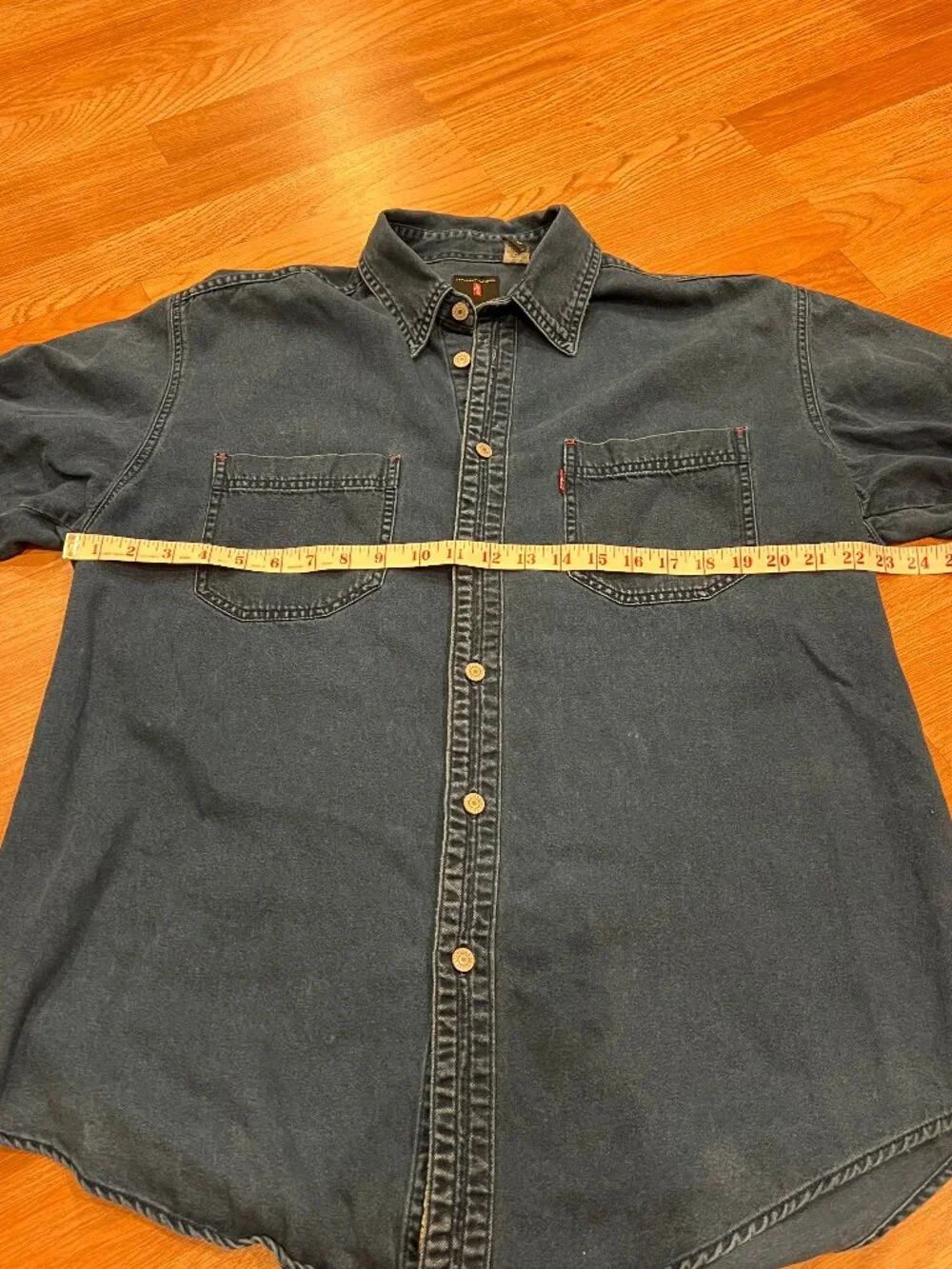 VTG 90s Levis Red Tab Blue Denim Shirt Button Down Long Sleeve Men’s LARGE Y2K